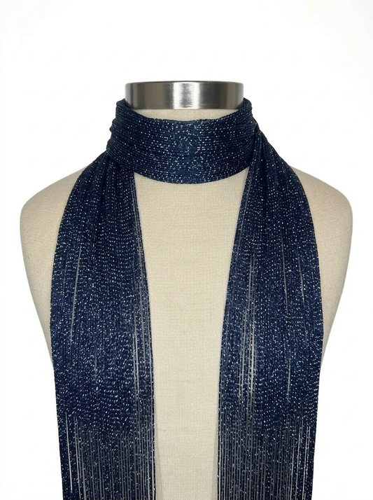 Midnight Shimmer Skinny Scarf