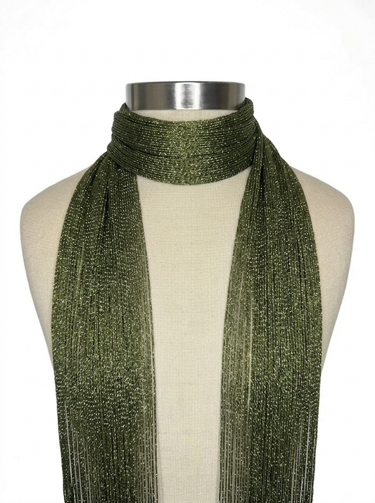 Skinny Scarf Olive Shimmer – Wrapped