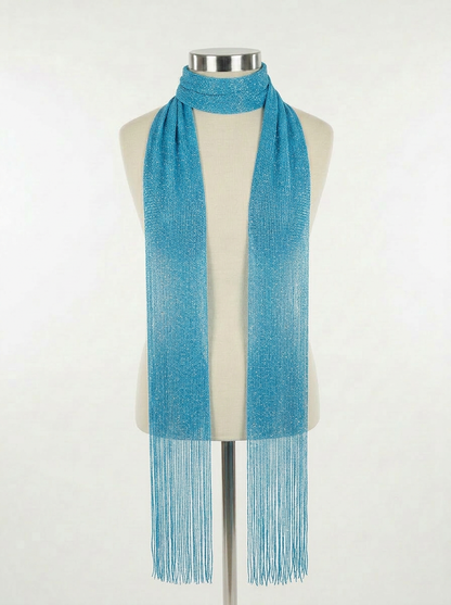 Skinny Scarf Blue Lurex – Front