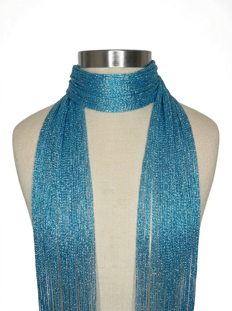 Skinny Scarf Blue Lurex – Wrapped