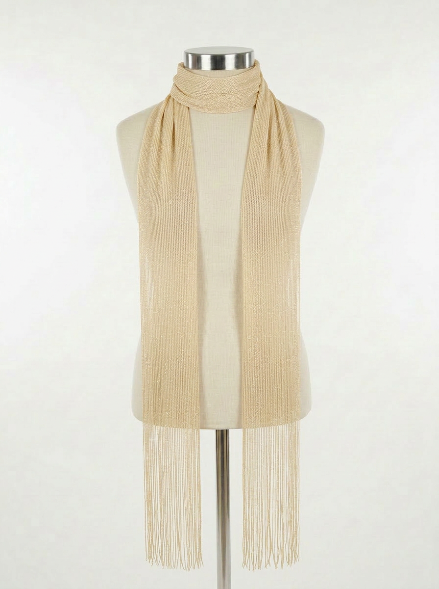 Skinny Scarf Beige Lurex – Front