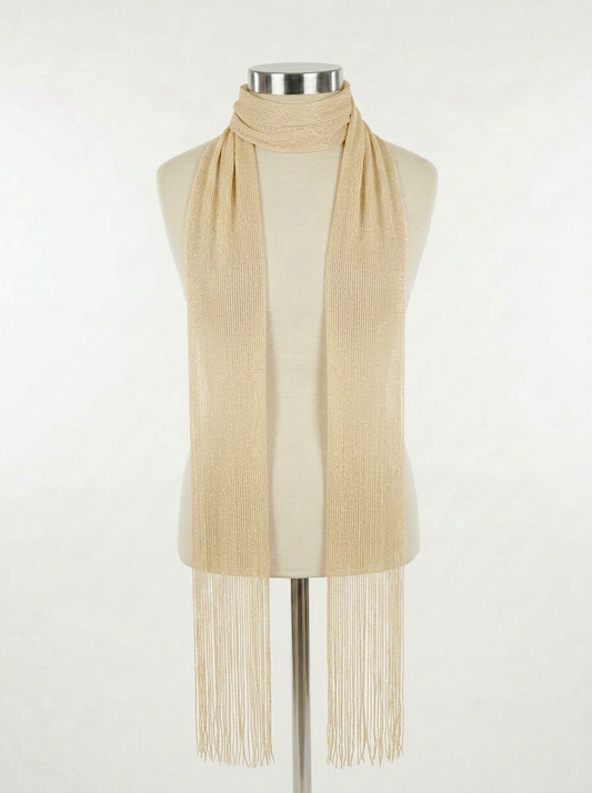 Skinny Scarf Beige Lurex – Front