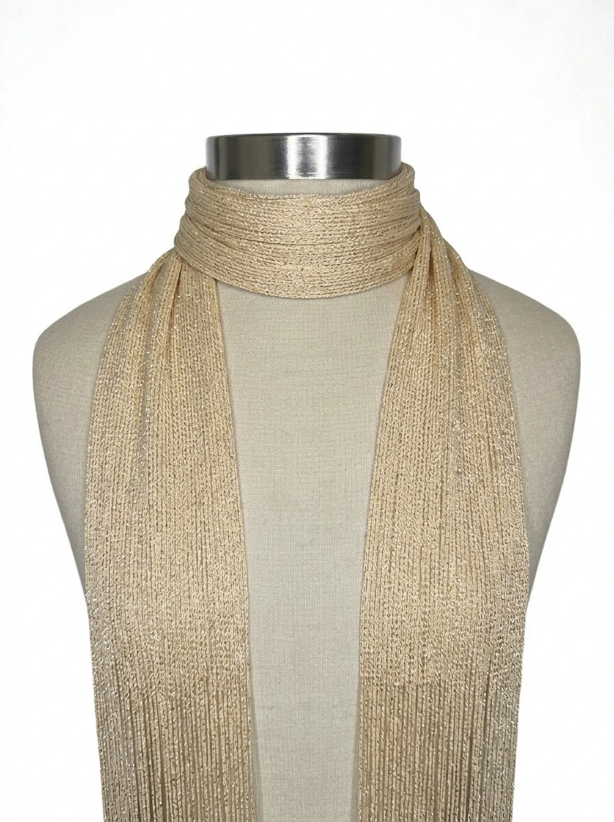 Skinny Scarf Beige Lurex – Wrapped