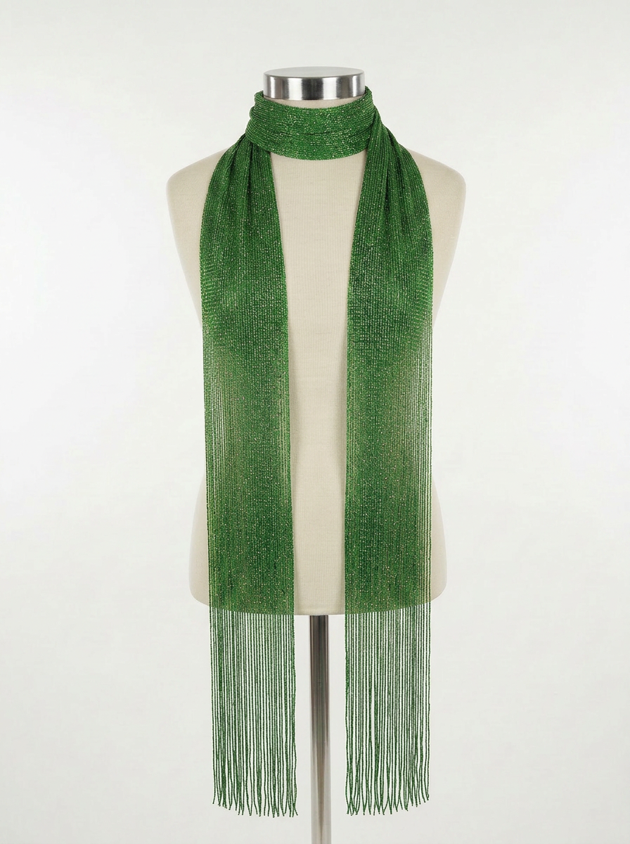 Skinny Scarf Green Lurex – Front