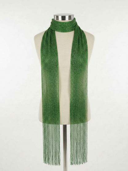 Skinny Scarf Green Lurex – Front