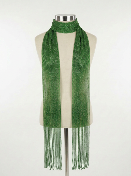 Skinny Scarf Green Lurex – Front
