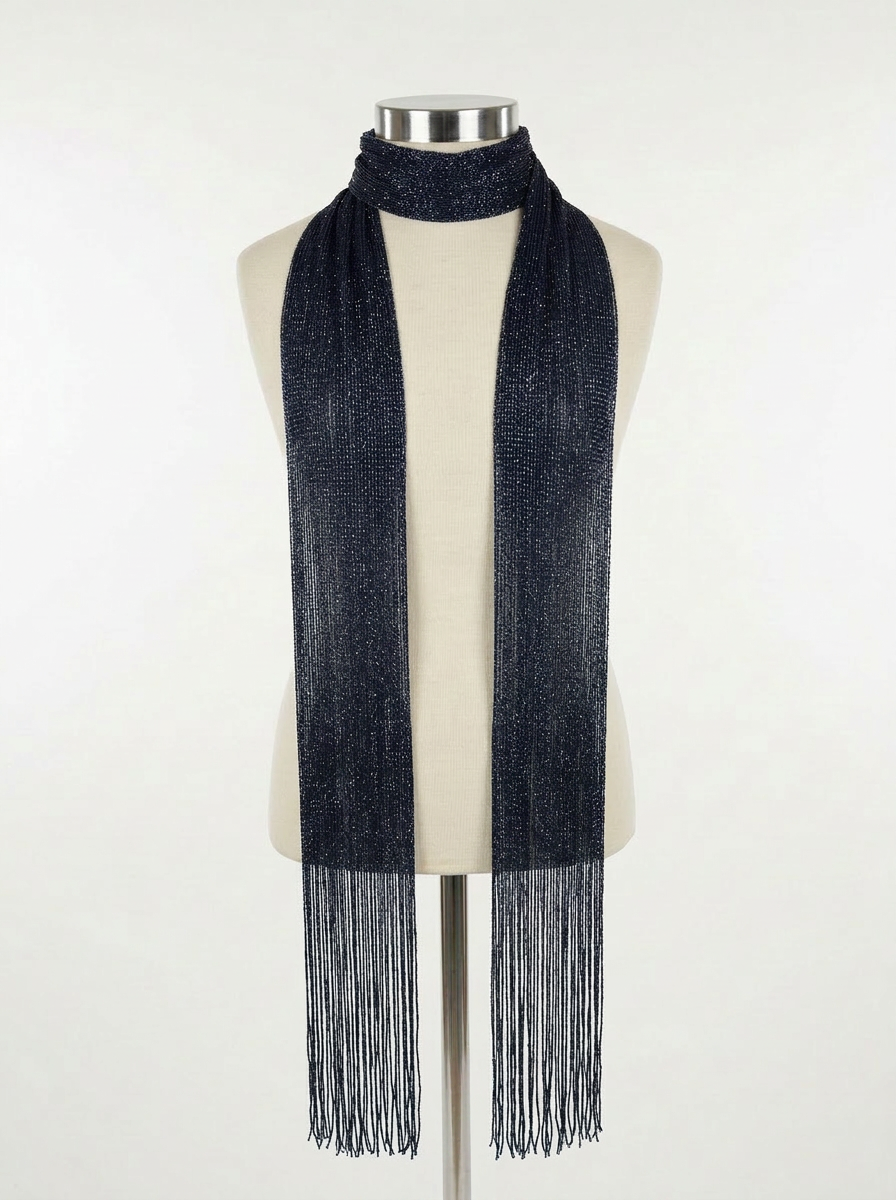 Skinny Scarf Noir Lurex – Front