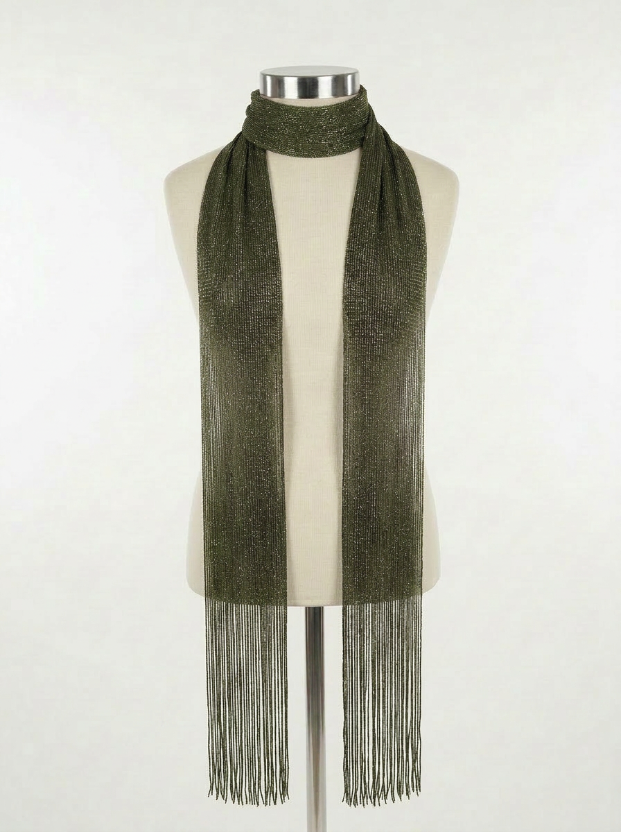 Skinny Scarf Olive Shimmer – Front
