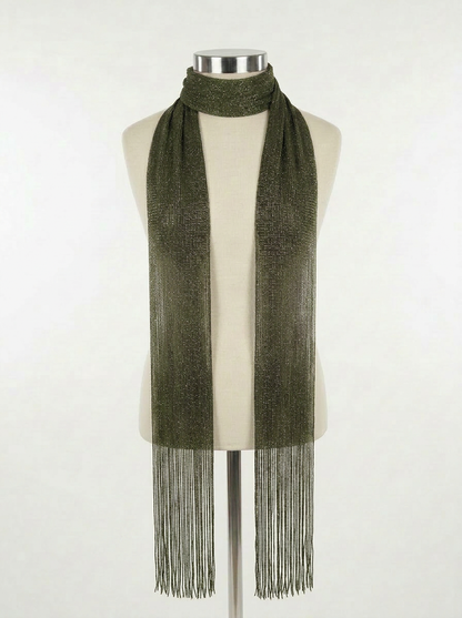 Skinny Scarf Olive Shimmer – Front