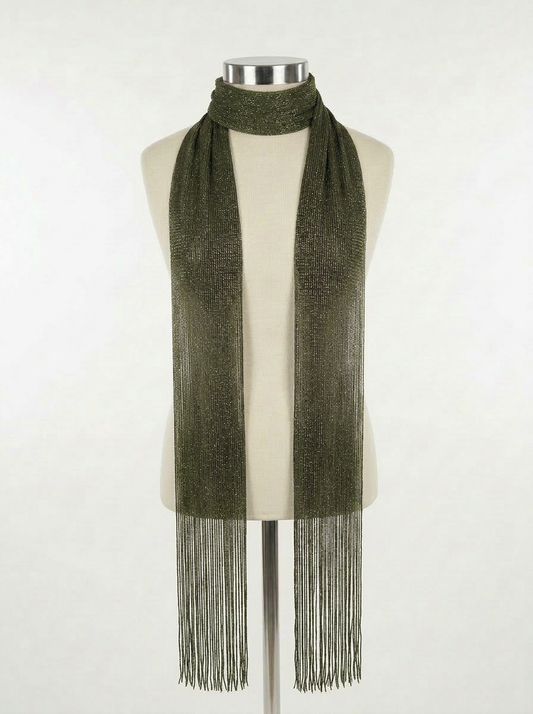 Skinny Scarf Olive Shimmer – Front