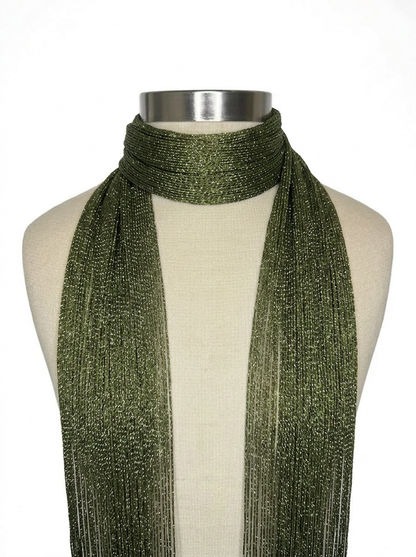 Skinny Scarf Olive Shimmer – Wrapped