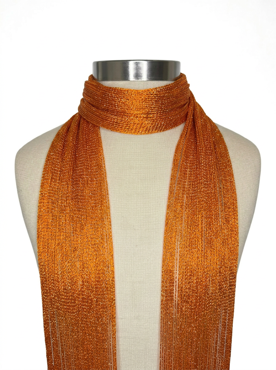 Skinny Scarf Orange Lurex – Wrapped